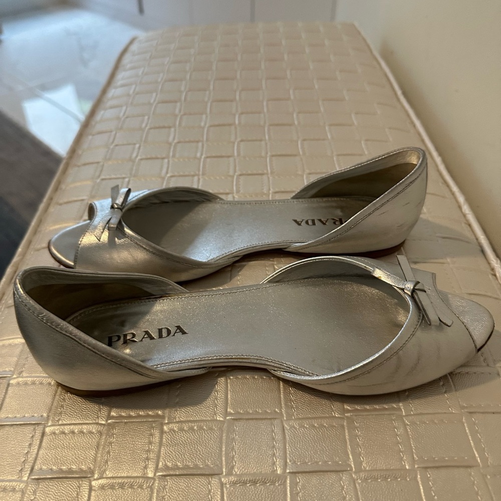 COPY - Prada silver ballet style peep toe